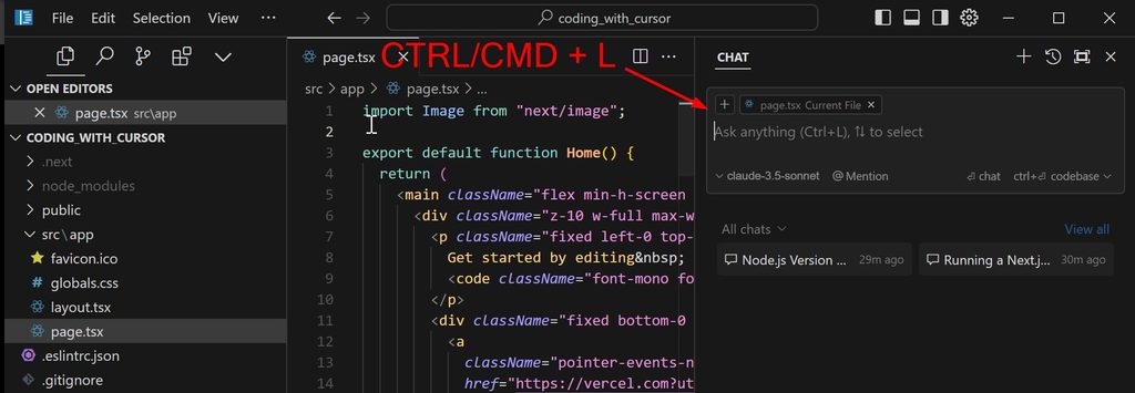 Cursor AI-first code editor with integrated chat