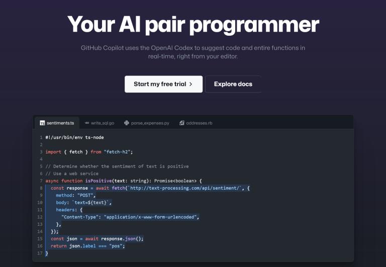 GitHub Copilot providing real-time code suggestions inVisual Studio Code