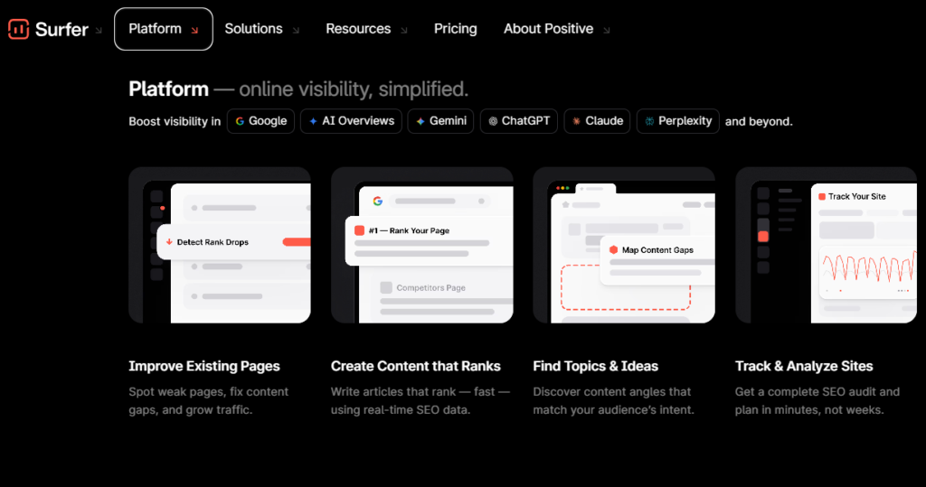 Surfer SEO dashboard