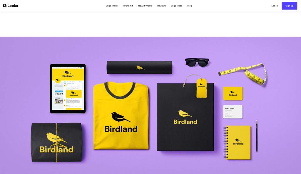 Looka AI logo maker homepage showing the brand identity platform]