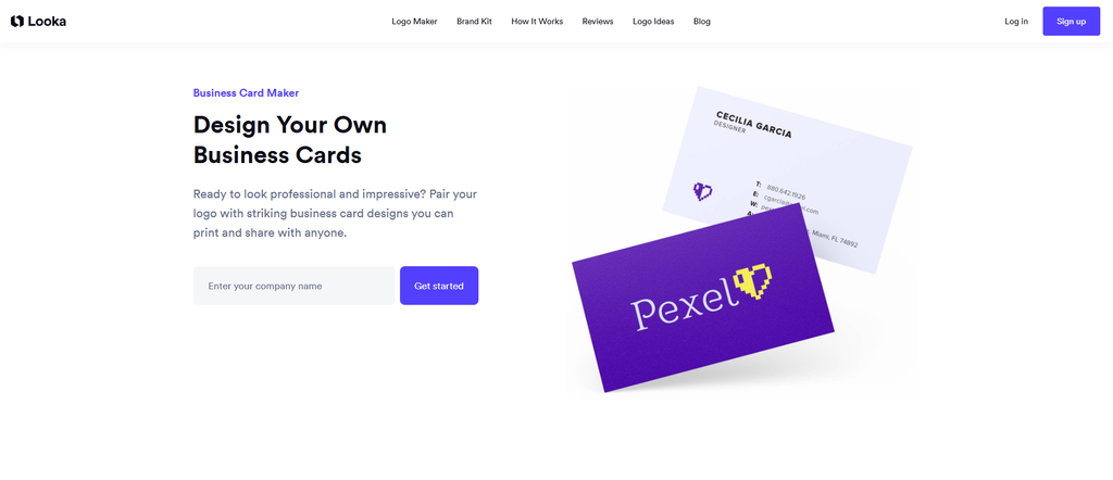 Looka business card designs