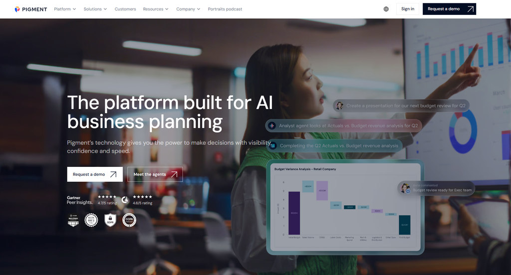 Enterprise AI financial planning tool Pigment interface]